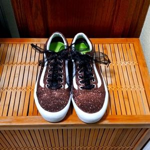 🤎🚶‍♀️Vans Rare Off The Wall Superfeet Glitter Brown & White Sneakers  Size 9